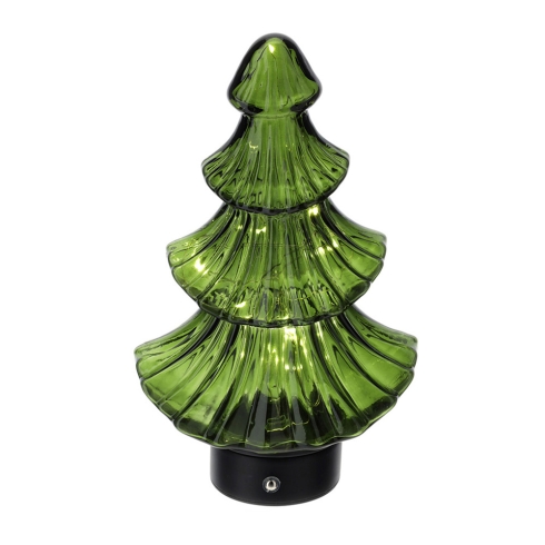 29675 HERVIT LAMPADA LED ALBERO VETRO VERDE 17XH28CM