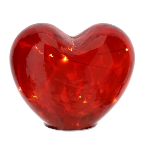 29676 HERVIT LAMPADA LED CUORE VETRO ROSSO 15XH12,5CM