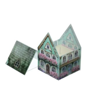 29937 HERVIT CONT. CANDELA VETRO COTTAGE VERDE 9X9X13CM