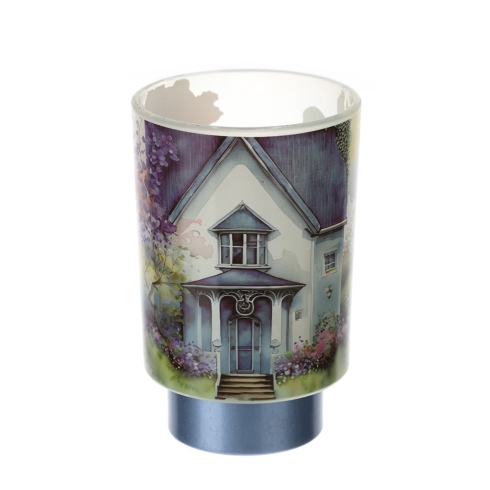 29966 HERVIT LAMPADA VETRO COTTAGE BLU DIA.10X15CM