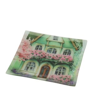 29967 HERVIT PIATTO VETRO COTTAGE VERDE 20X20CM