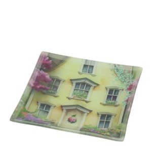 29968 HERVIT PIATTO VETRO COTTAGE GIALLO 20X20CM